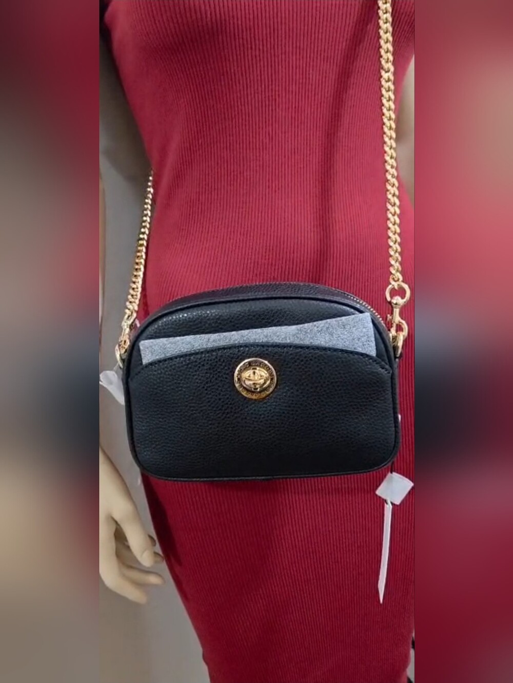 Marc Jacobs Black Pebbled Leather Turnlock Camera Crossbody Bag
